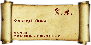 Korényi Andor névjegykártya