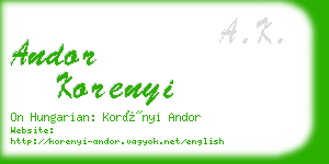 andor korenyi business card